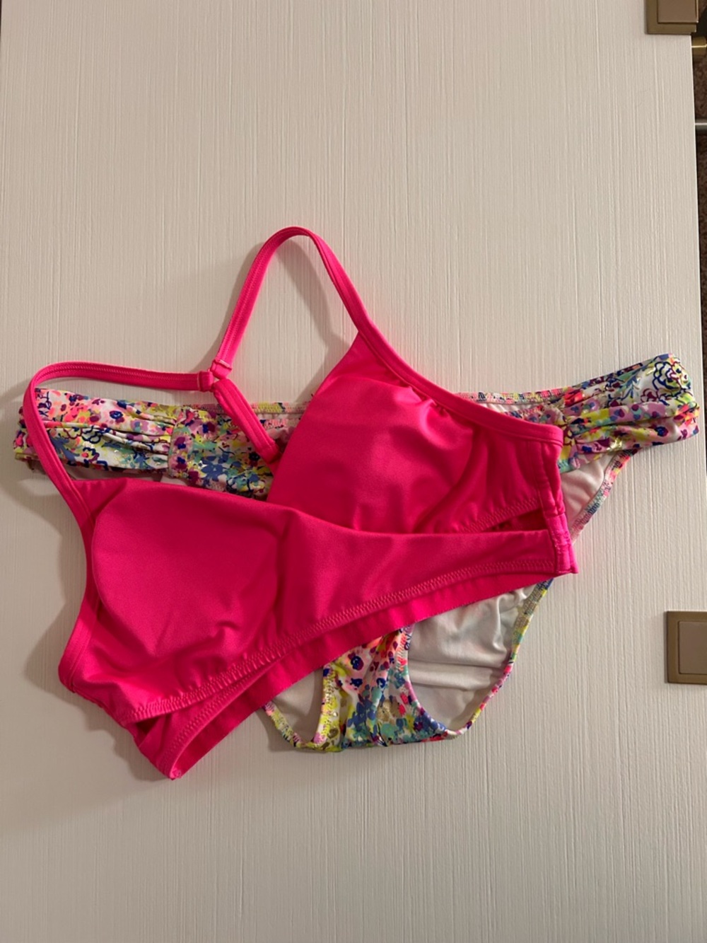 🏄🏽‍♀️🍉👙Victoria's Secret Hot Pink Bikini Top & Neon Floral Bottoms Set 🏄🏽‍♀️👙🍉